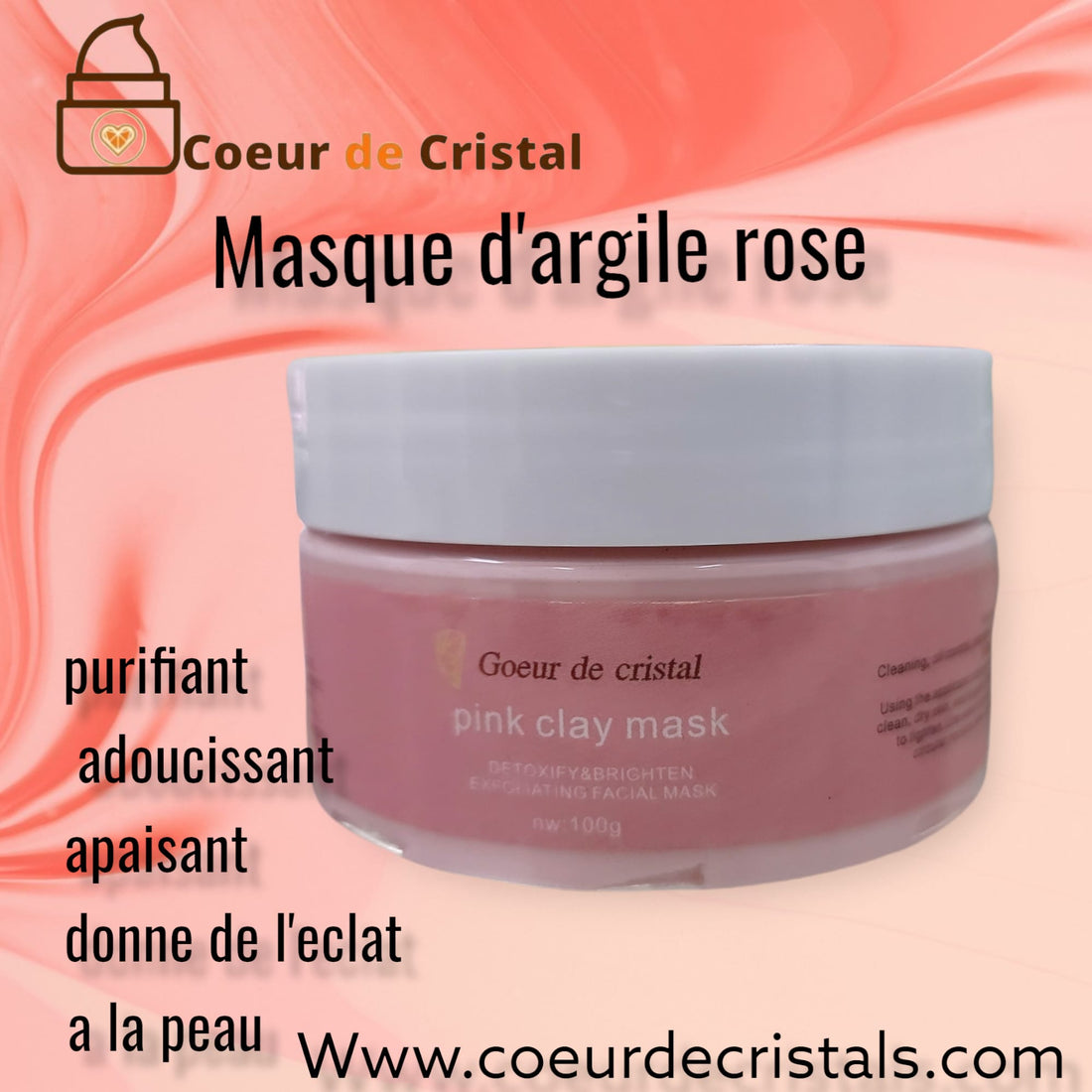 Facial pink clay mask masque d'argile rose